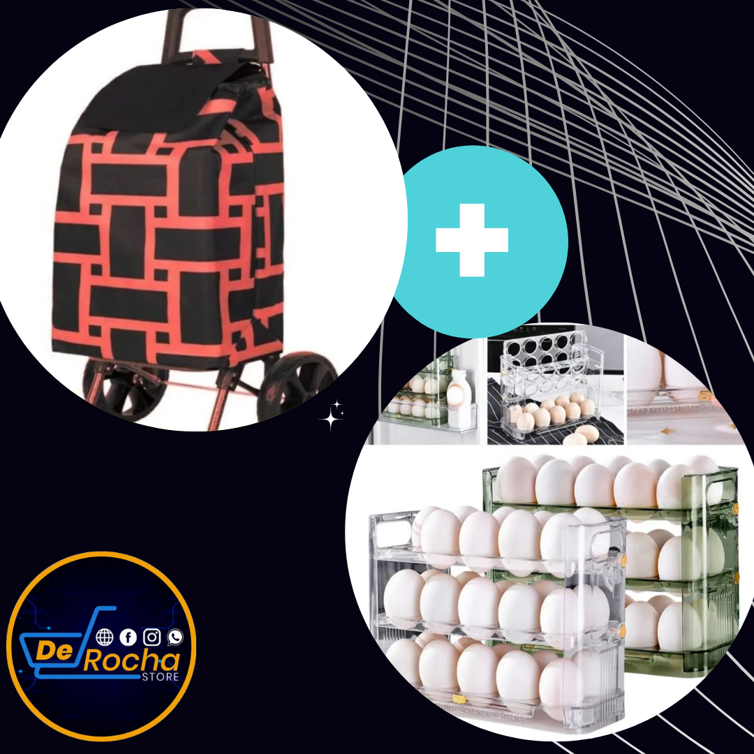 Combo carrito compras+organizador huevos